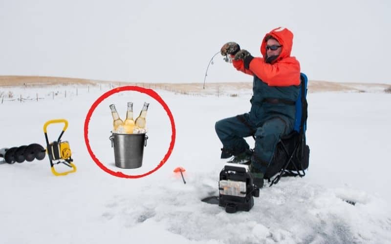 Drinking while ice fishing