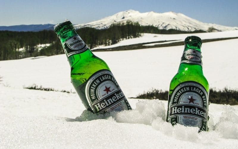 two beers on snow