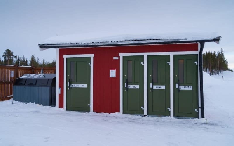 restrooms at the ice fishing point