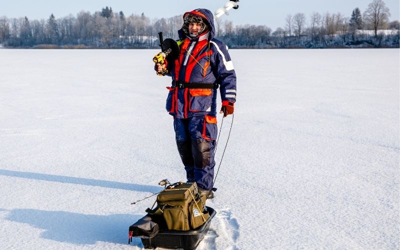 strap your ice fishing gear down with eyebolts and bungees