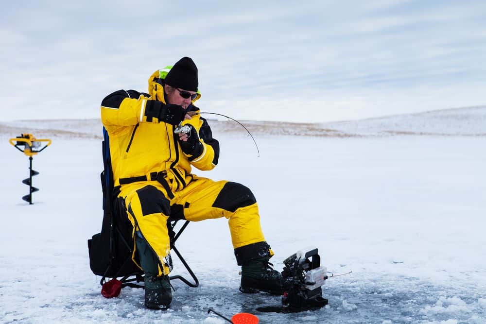 wearing water repellant gear when ice fishing