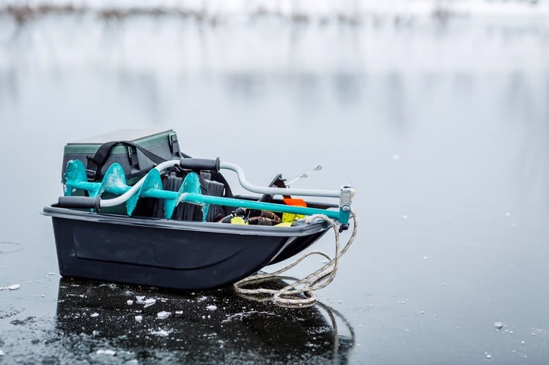 ice fishing sleds floating