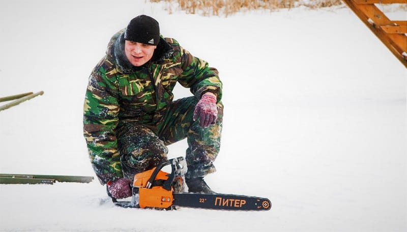 a chainsaw for ice fishing